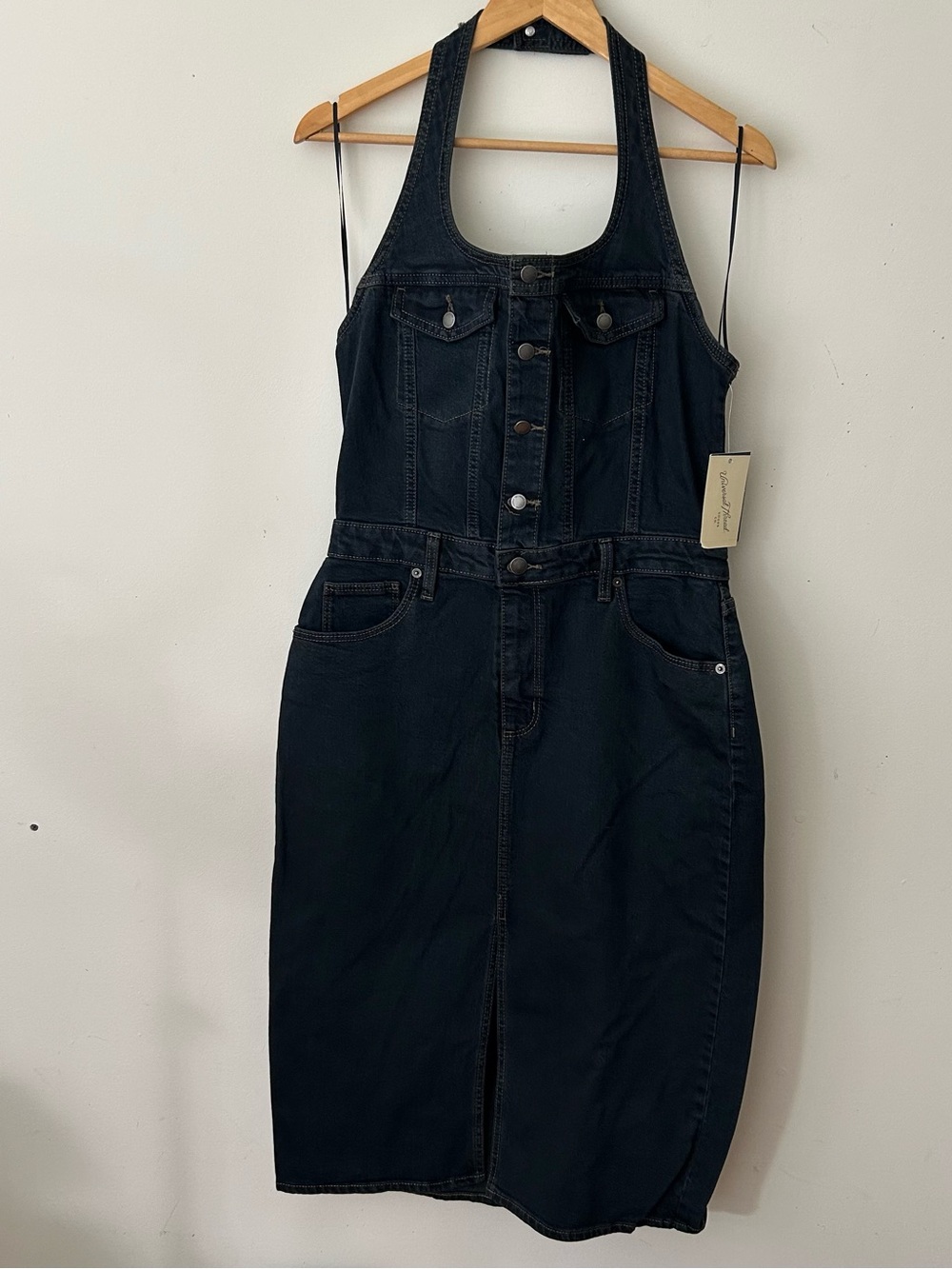 Universal Thread Halter Midi Denim Dress Black 10